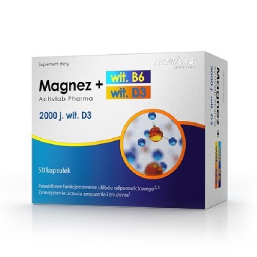 Activlab Pharma Magnez B6 + D3, 50 Capsules