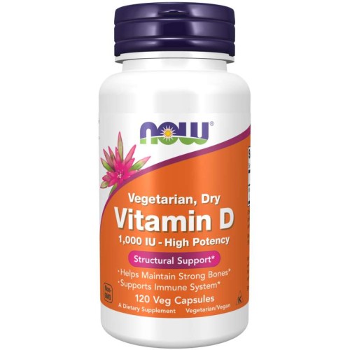 NOW Vitamin D-3 1000 IU Vegetarian, 120 Veg Capsules