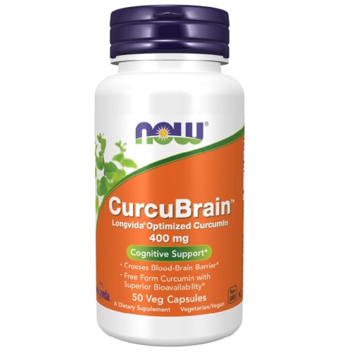 NOW CurcuBrain 400 mg, 50 Veg Capsules