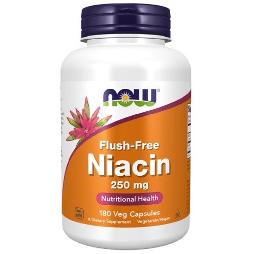 NOW Flush-Free Niacin 250 mg, 180 Veg Capsules