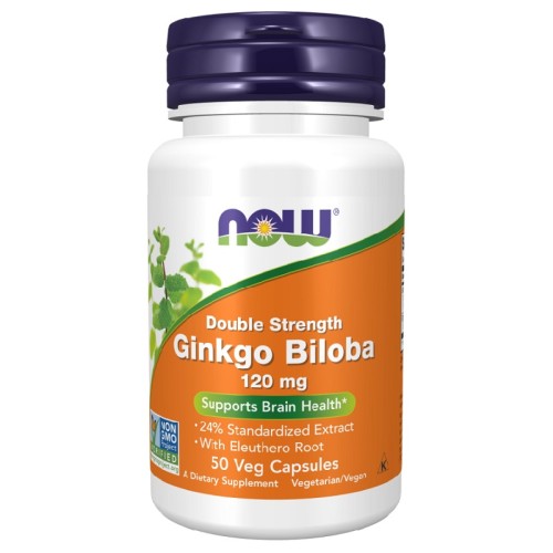 NOW Ginkgo Biloba Double Strength 120mg, 50 Veg Capsules