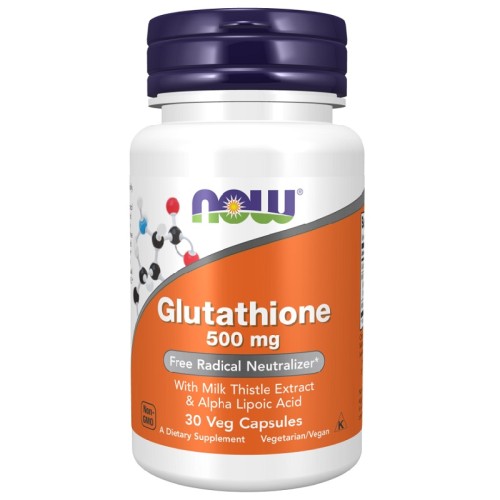 NOW Glutathione Milk Thistle Extract 500mg, 30 Veg Caps