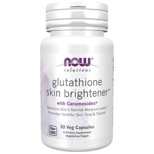 NOW Glutathione Skin Brightener with Ceramosides, 30 Veg Capsules