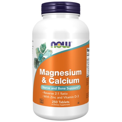 NOW Magnesium & Calcium with Zinc and Vitamin D-3, 250 Tablets