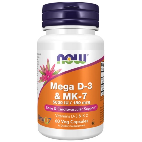 NOW Mega D-3+MK-7, 60 Veg Capsules