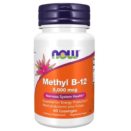 NOW Methyl B-12 with Folic Acid 5000mcg, 60 Lozenges