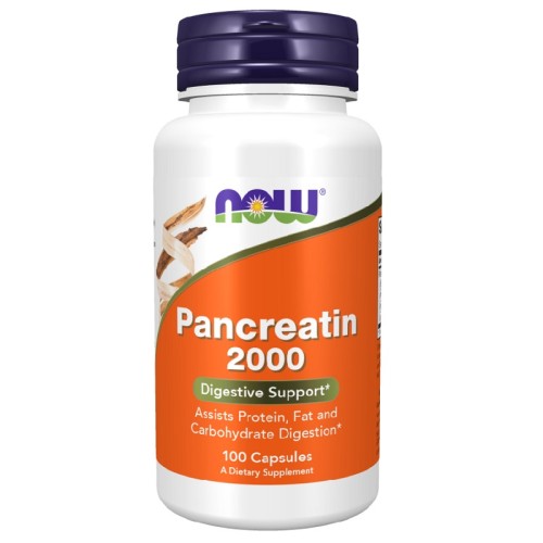 NOW Pancreatin 10x200mg, 100 Capsules