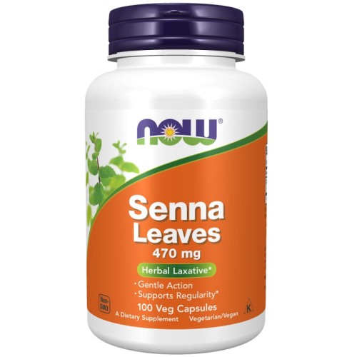 NOW Senna Leaves 470mg, 100 Veg Capsules