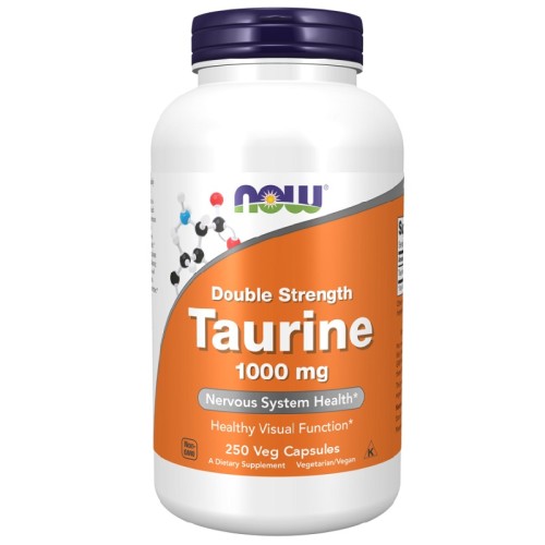 NOW Taurine 1000mg Double Strength, 250 Veg Capsules