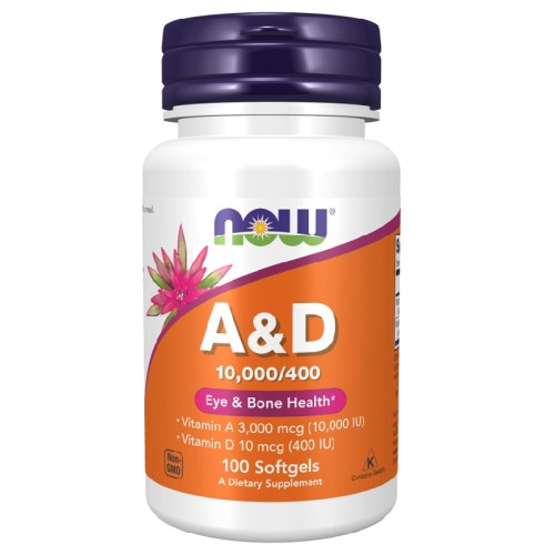 NOW Vitamin A & D 10,000/400 IU, 100 Softgels