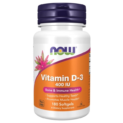 NOW Vitamin D-3 400 IU, 180 Softgels