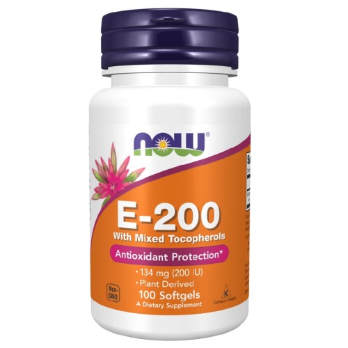 NOW Vitamin E-200 Mixed Tocopherols, 100 Softgels